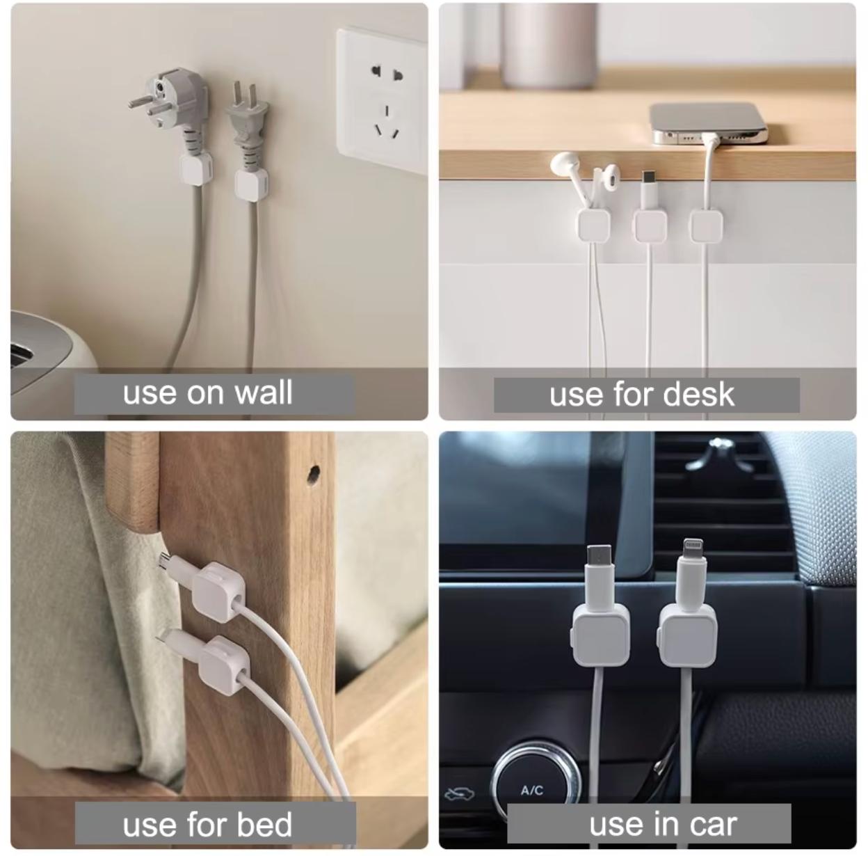 Magnetic Desk Cable Organizer Clips (Strong Adhesive Cord Management)