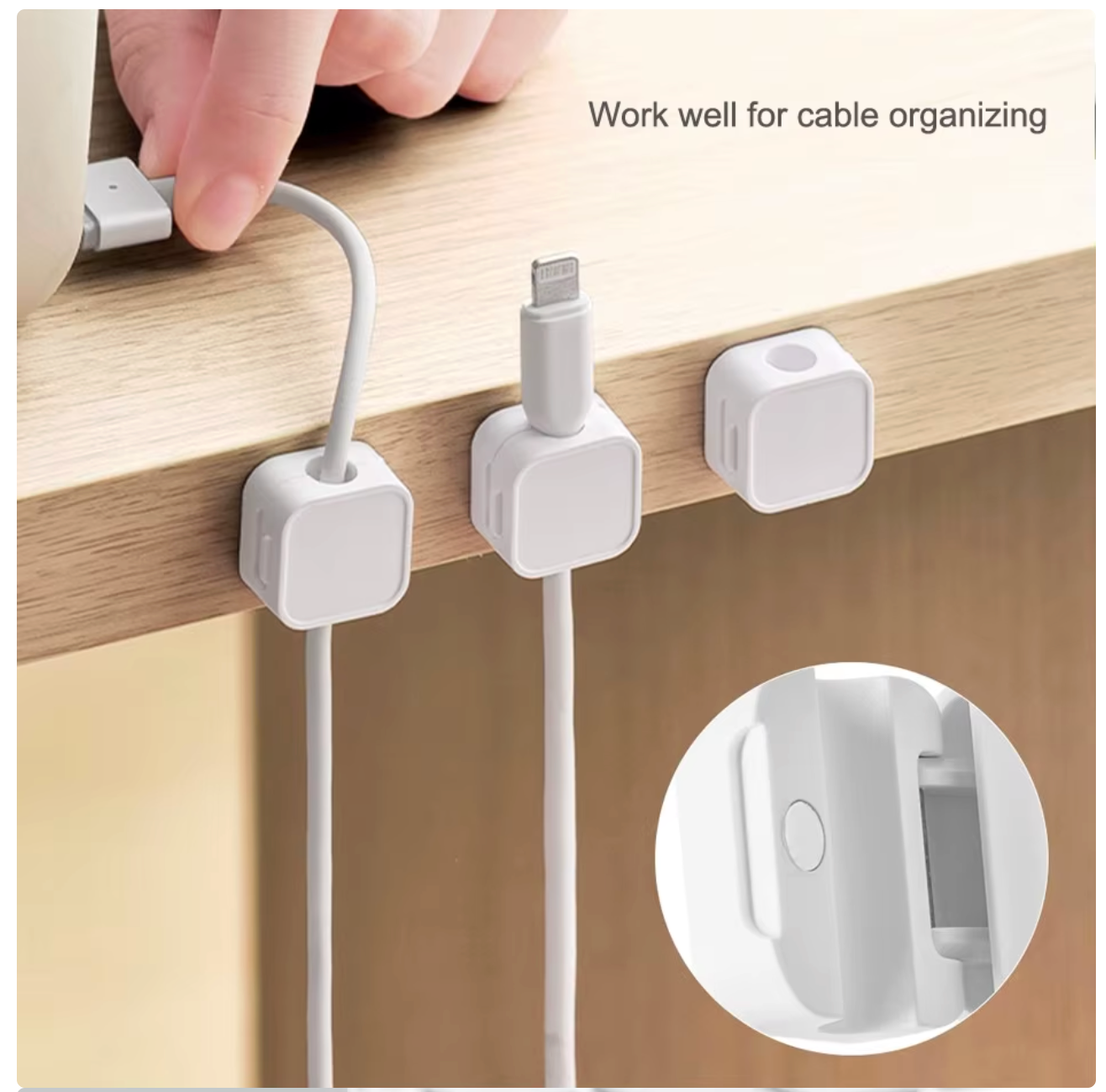 Magnetic Desk Cable Organizer Clips (Strong Adhesive Cord Management)