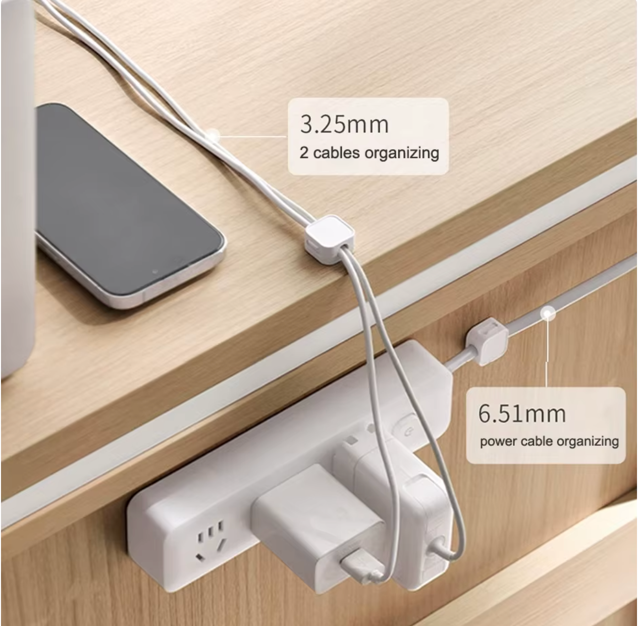 Magnetic Desk Cable Organizer Clips (Strong Adhesive Cord Management)